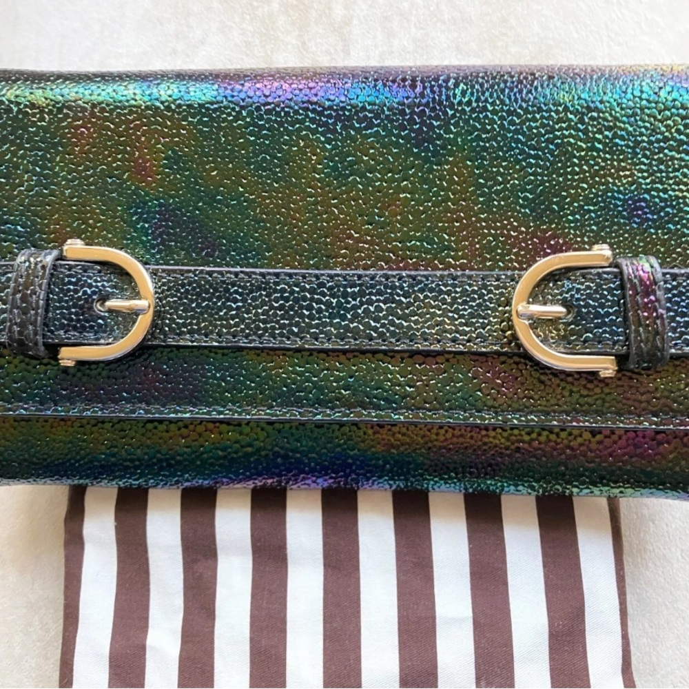 Henri Bendel Belmont Petrol Oil Slick Wallet On Chain - Picture 6 of 7